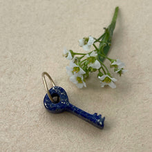 Load image into Gallery viewer, Key charm Lapis lazuli - Solid 14kt gold jump ring