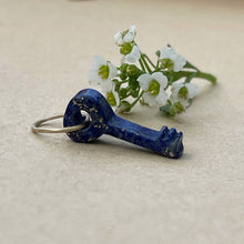 Load image into Gallery viewer, Key charm Lapis lazuli - Solid 14kt gold jump ring