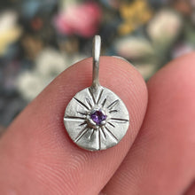 Load image into Gallery viewer, Sale - OOAK round amethyst sterling silver pendant/charm