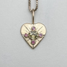 Load image into Gallery viewer, Custom Yellow Sapphire & Rhodolite Garnet Heart Pendant – Final Balance