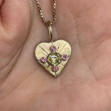 Load image into Gallery viewer, Custom Yellow Sapphire & Rhodolite Garnet Heart Pendant – Final Balance