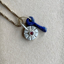 Load image into Gallery viewer, Key charm Lapis lazuli - Solid 14kt gold jump ring