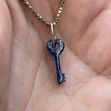 Load image into Gallery viewer, Key charm Lapis lazuli - Solid 14kt gold jump ring