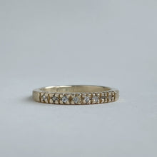 Load image into Gallery viewer, Yellow gold- 2mm and 4mm - Halve eternity rustic wedding band set