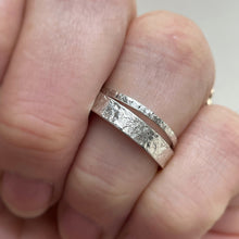 Load image into Gallery viewer, Handcrafted Wedding Band Set with Unique Freestyle Hammered Texture