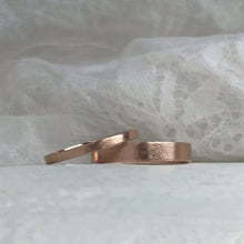 Load image into Gallery viewer, Handcrafted 4mm Rustic Rose Gold Wedding Band - Made with recycled ethical gold - Perfect for men's wedding bands or as a rustic wedding ring