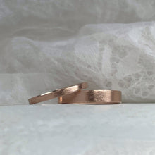 Load image into Gallery viewer, Handcrafted 4mm Rustic Rose Gold Wedding Band - Made with recycled ethical gold - Perfect for men&#39;s wedding bands or as a rustic wedding ring
