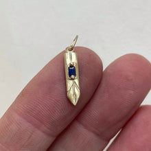 Load image into Gallery viewer, February - OOAK blue sapphire gold pendant.
