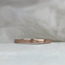 Load image into Gallery viewer, Handcrafted 2mm rose gold wedding band with minimal rustic texture made from recycled ethical gold