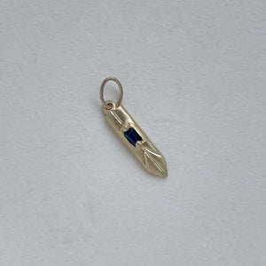 February - OOAK blue sapphire gold pendant.
