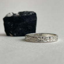 Load image into Gallery viewer, geometric wedding band, wedding band, ethically sourced sterling silver, men's wedding bands, recycled silver, eco-friendly jewelry