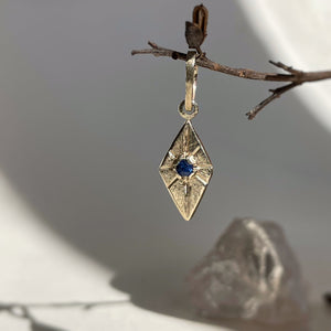 April - OOAK blue sapphire gold pendant.