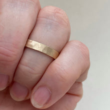 Load image into Gallery viewer, Hammered Brush Finished 4mm Yellow Gold Wedding Band