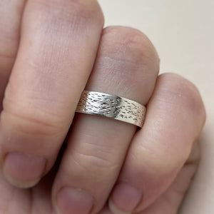 925 - Textured  Wedding Band Set - 4mm and 6mm - Silver