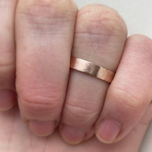 Load image into Gallery viewer, Handcrafted 4mm Rustic Rose Gold Wedding Band - Made with recycled ethical gold - Perfect for men's wedding bands or as a rustic wedding ring