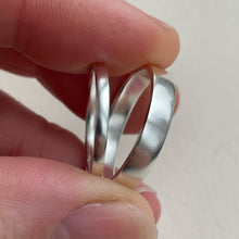Load image into Gallery viewer, Handcrafted 925 Sterling Silver Polished Wedding Band Set - His and Hers Plain Wedding Bands with Semi-Polished Texture