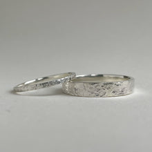 Load image into Gallery viewer, Handcrafted Wedding Band Set with Unique Freestyle Hammered Texture
