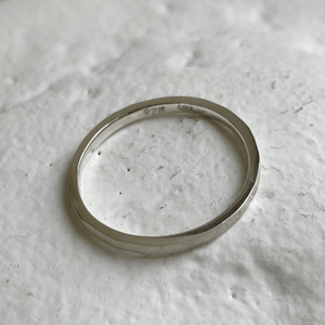 Brushed hammered sterling silver wedding band with delicate, freestyle hammered texture and minimalist design. Made to order with recycled, ethical silver. Gift wrapped
