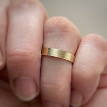 Load image into Gallery viewer, Yellow gold- 2mm and 4mm - Rustic wedding band set three stone diamond band