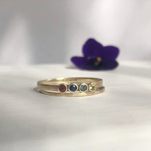 Load image into Gallery viewer, Solid gold Multi stone ring - Family ring - birthstone ring - Mother’s ring - eco friendly and sustainably sourced  10kt yellow gold - Gift for her family ring - birthstone ring - Mother’s ring - Ethical - ethically sourced - personalized gift