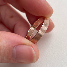 Load image into Gallery viewer, Handcrafted 4mm Rustic Rose Gold Wedding Band - Made with recycled ethical gold - Perfect for men's wedding bands or as a rustic wedding ring
