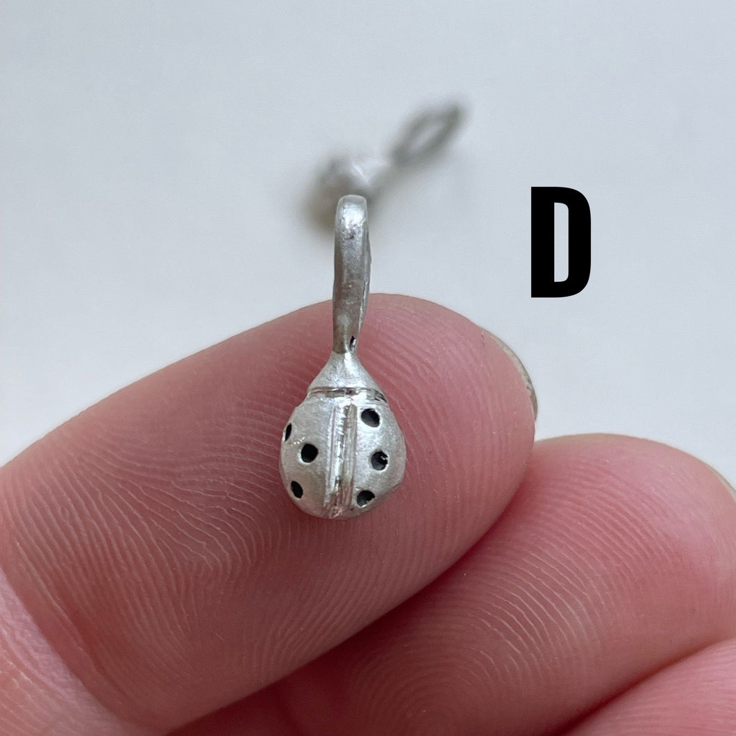 OOAK - Sterling silver ladybug charms