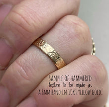 Load image into Gallery viewer, Custom listing for T - 6mm Hammered Polished Wedding Band – 10kt Yellow Gold
