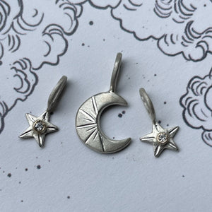 Silver Star charm Sterling silver with gold setting gold pendant/charm