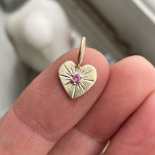 Load image into Gallery viewer, OOAK Pink sapphire solid 10kt yellow gold pendant/charm
