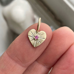 OOAK Pink sapphire solid 10kt yellow gold pendant/charm