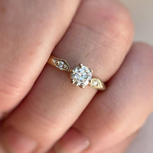 Load image into Gallery viewer, Vintage inspired solitaire engagement ring. 14kt yellow gold, 10kt yellow gold
