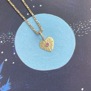 OOAK Pink sapphire solid 10kt yellow gold pendant/charm