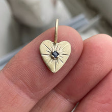 Load image into Gallery viewer, OOAK dark blue sapphire solid 10kt yellow gold heart pendant/charm
