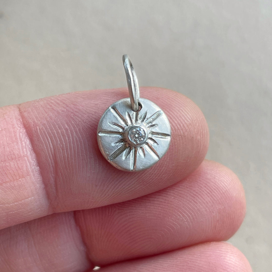 OOAK round moissanite sterling silver pendant/charm