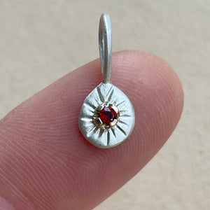 OOAK red garnet gold setting pendant/charm