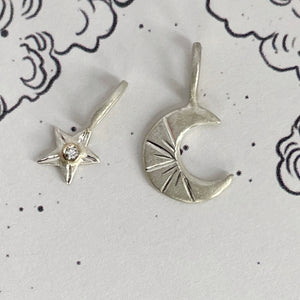 Silver Star charm Sterling silver with gold setting gold pendant/charm