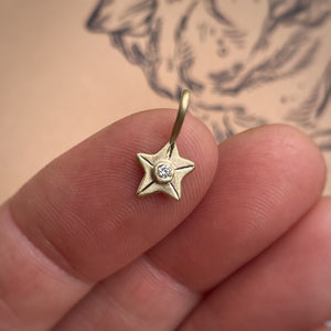 Three - Star charm 10kt solid yellow gold pendant/charm