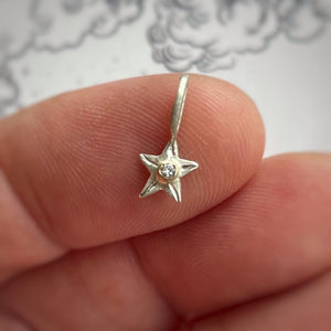 Silver Star charm Sterling silver with gold setting gold pendant/charm
