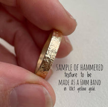 Load image into Gallery viewer, Custom listing for T - 6mm Hammered Polished Wedding Band – 10kt Yellow Gold
