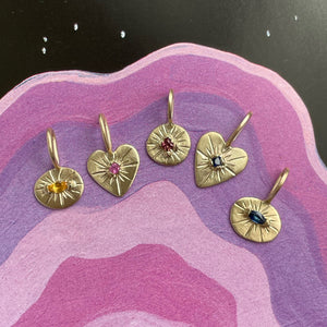 OOAK Pink sapphire solid 10kt yellow gold pendant/charm