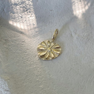 September - OOAK yellow gold flower pendant