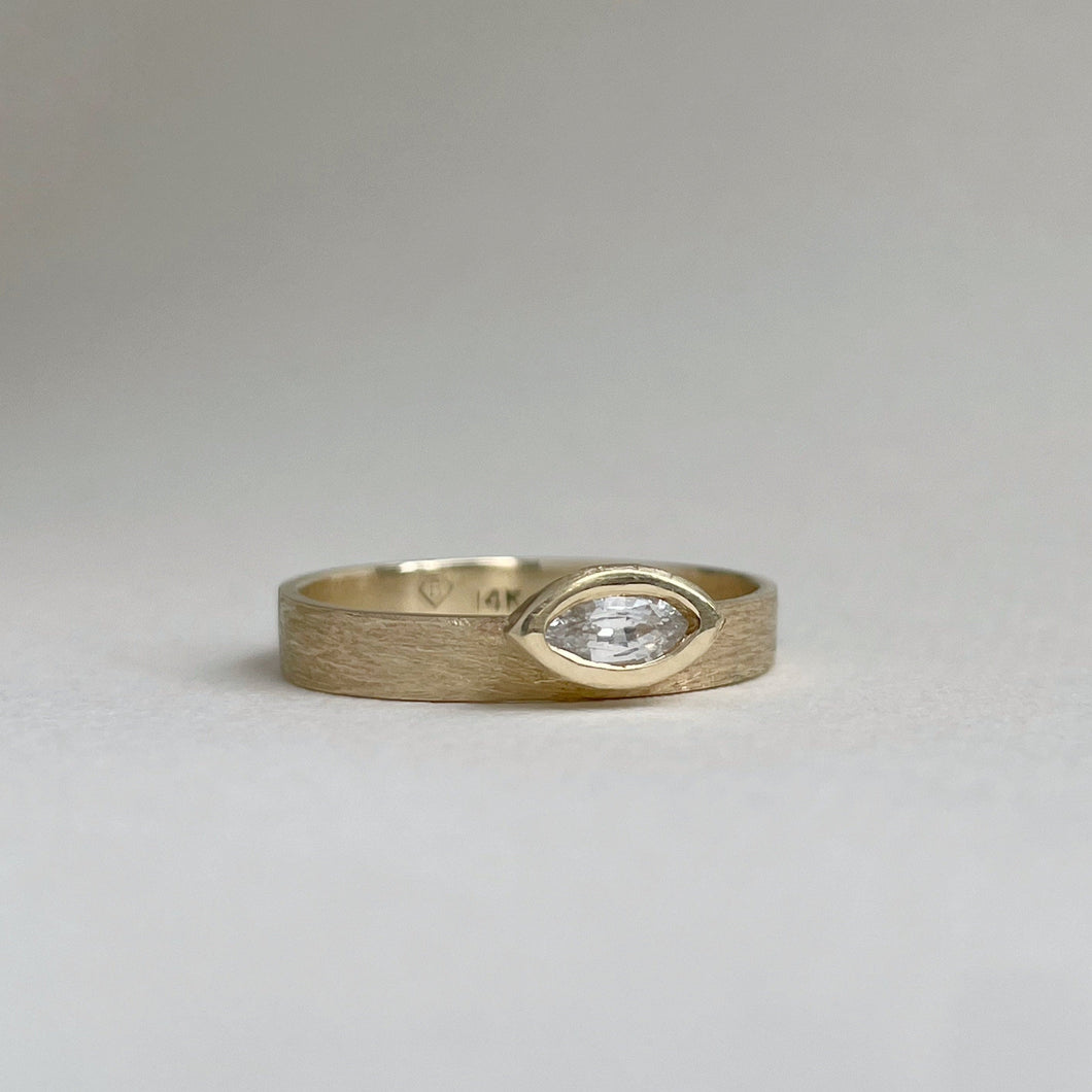 Made to order - East West Golden Marquise - yellow gold engagement ring