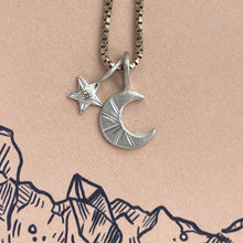 Load image into Gallery viewer, Silver Star charm Sterling silver with gold setting gold pendant/charm

