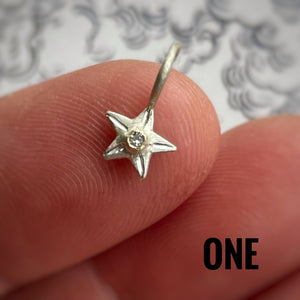 Silver Star charm Sterling silver with gold setting gold pendant/charm
