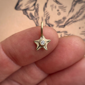 Two - Star charm 10kt solid yellow gold pendant/charm