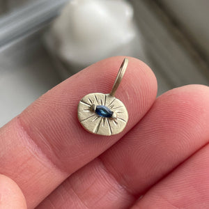 OOAK marquise blue sapphire 10kt solid yellow gold pendant/charm