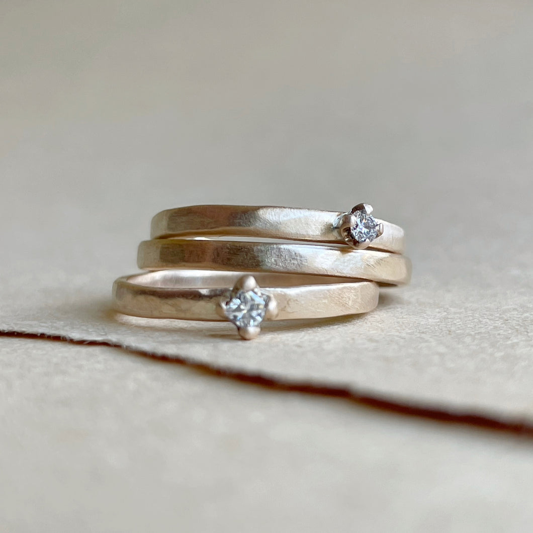 Made to order - Set of Three Stacking Rings, Textured Gold, Organic, Ethically Made