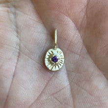 Load image into Gallery viewer, OOAK amethyst solid 10kt yellow gold pendant/charm
