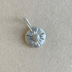 OOAK round moissanite sterling silver pendant/charm