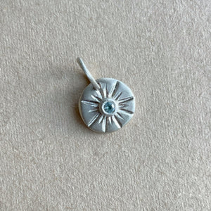 OOAK round aquamarine sterling silver pendant/charm